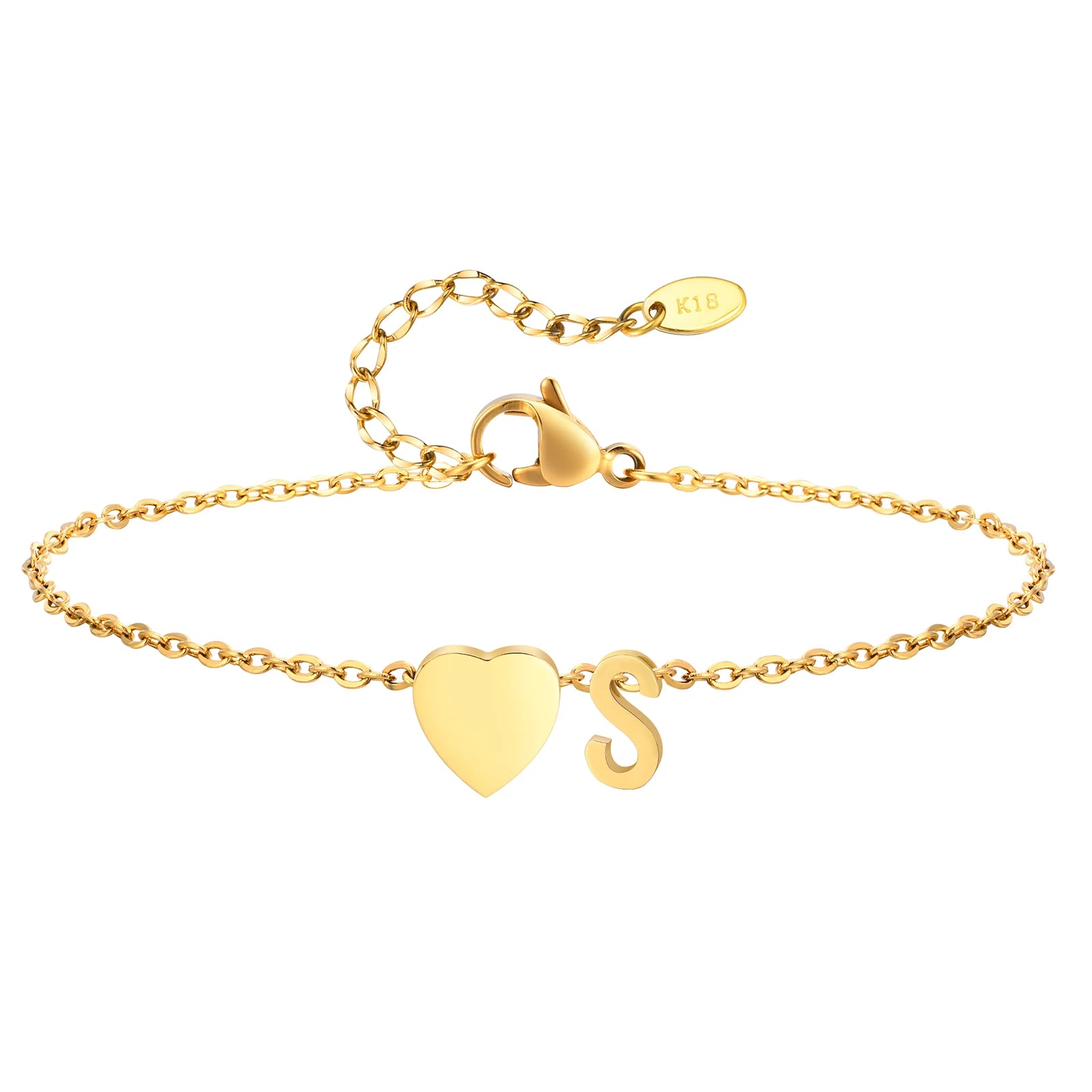 Damen Herz Anfangs-Fußkettchen Armbänder Verstellbarer Strand Schmuck Hypoallergener Edelstahl Personalisierte Namens Fußkette Fußkettchen