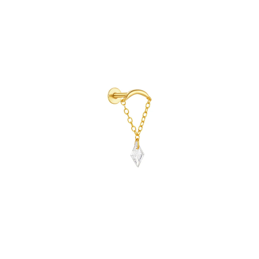 CANNER 1PC Vier-Punkt-Stern Mond Quaste Lotus Knorpel Spirale Piercing 925 Sterlingsilber Ohrstecker Für Frauen Ins Ohrring