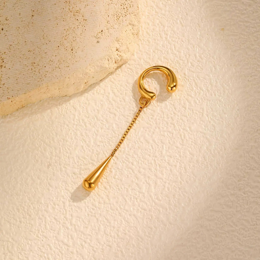 C-förmige Metall-Ohrklemme mit Quaste in Tropfenform für Damen, 1 Stück, keine Piercings, Ohrknorpel-Clips