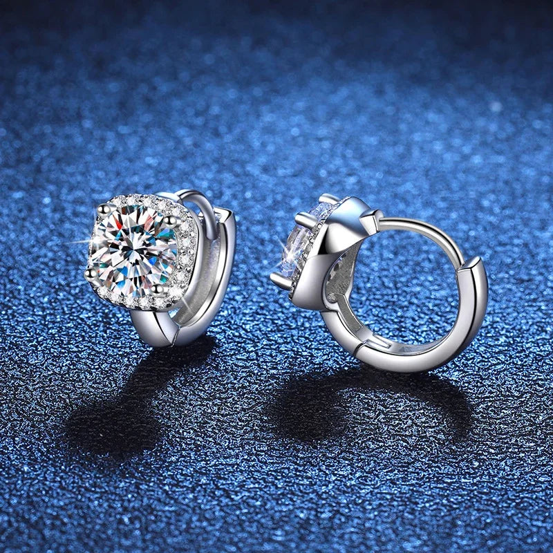NeeTim 1ct Moissanite Ohrringe für Damen S925 Sterlingsilber mit 18 Karat vergoldeten Creolen Hochzeitsschmuck mit Zertifikat