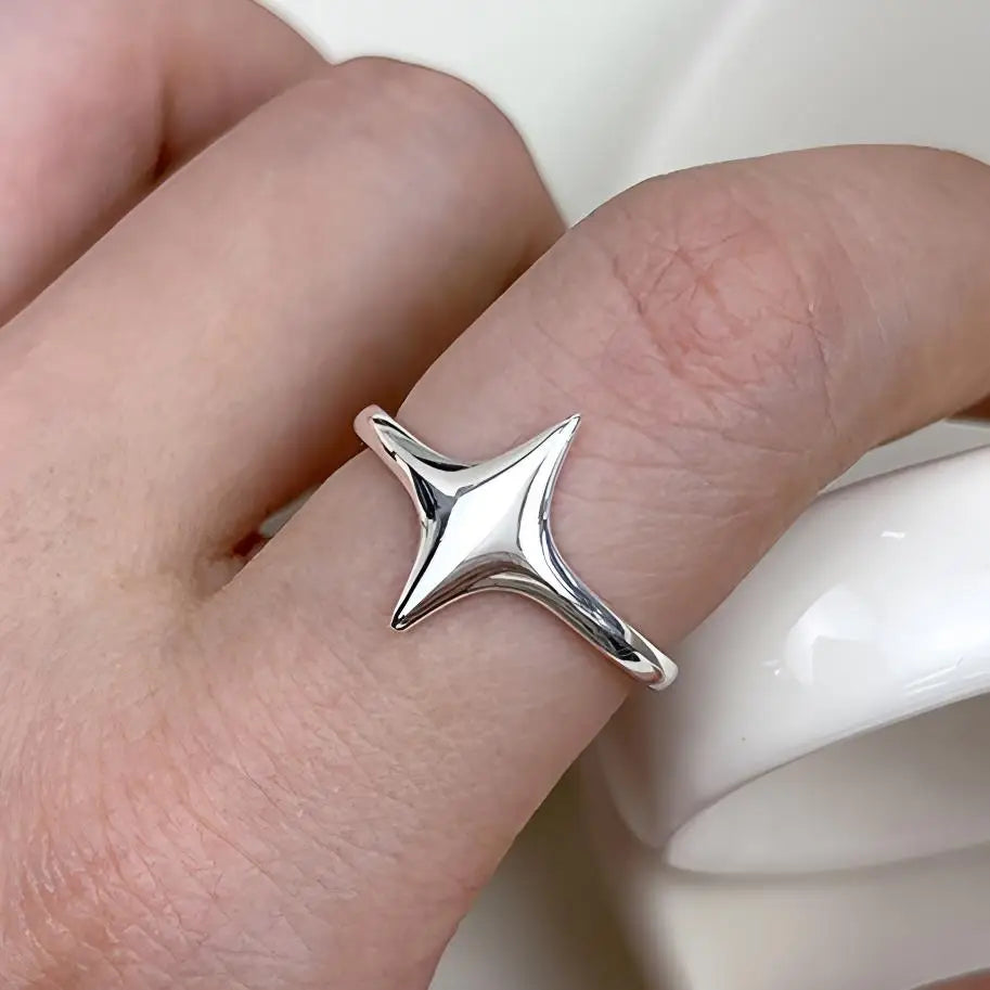 Anillo Nudo Cadena Plata de Ley 925 para Mujer, Anillo Ancho de Diseño Geométrico Rock Punk, Regalo de Joyería, Venta al por Mayor y Dropshipping
