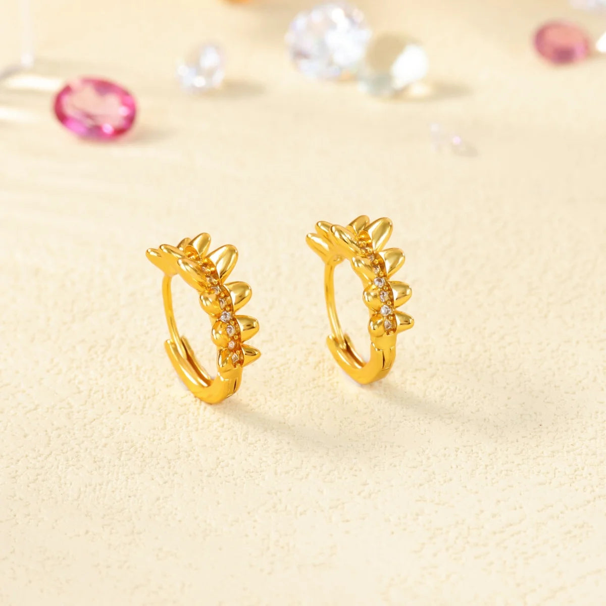 Geometrische Zirkonia-Creolen für Damen, Edelstahl, goldfarben, Piercing-Ohrring, 2025, neue Mode, Hochzeit, Paar-Schmuck