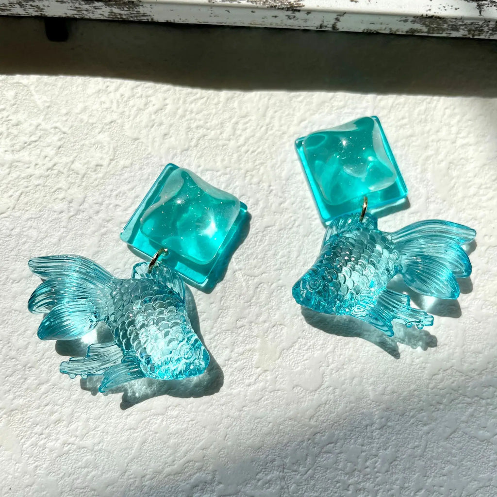 Kreativer Goldfisch Ohrring Einzigartiger transparenter Goldfisch Anhänger Ohrring Süße Koi-Fisch Ohrhänger Personalisierter Schmuck Großhandel