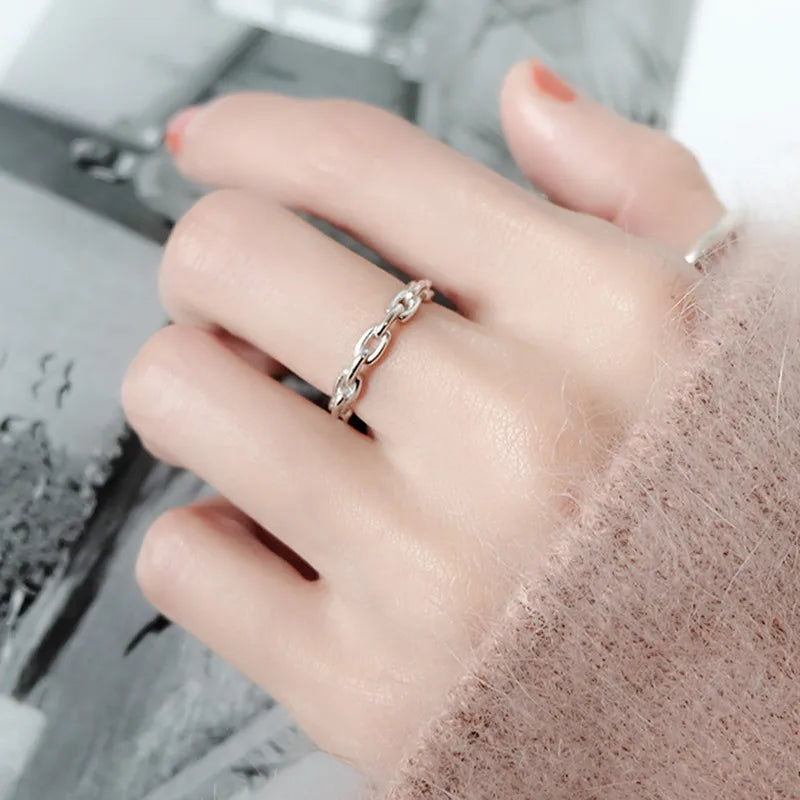 925 Sterlingsilber Cuba-Kette Offene Ringe Für Frauen Verlobung Hochzeit Luxus Feiner Schmuck Großhandel
