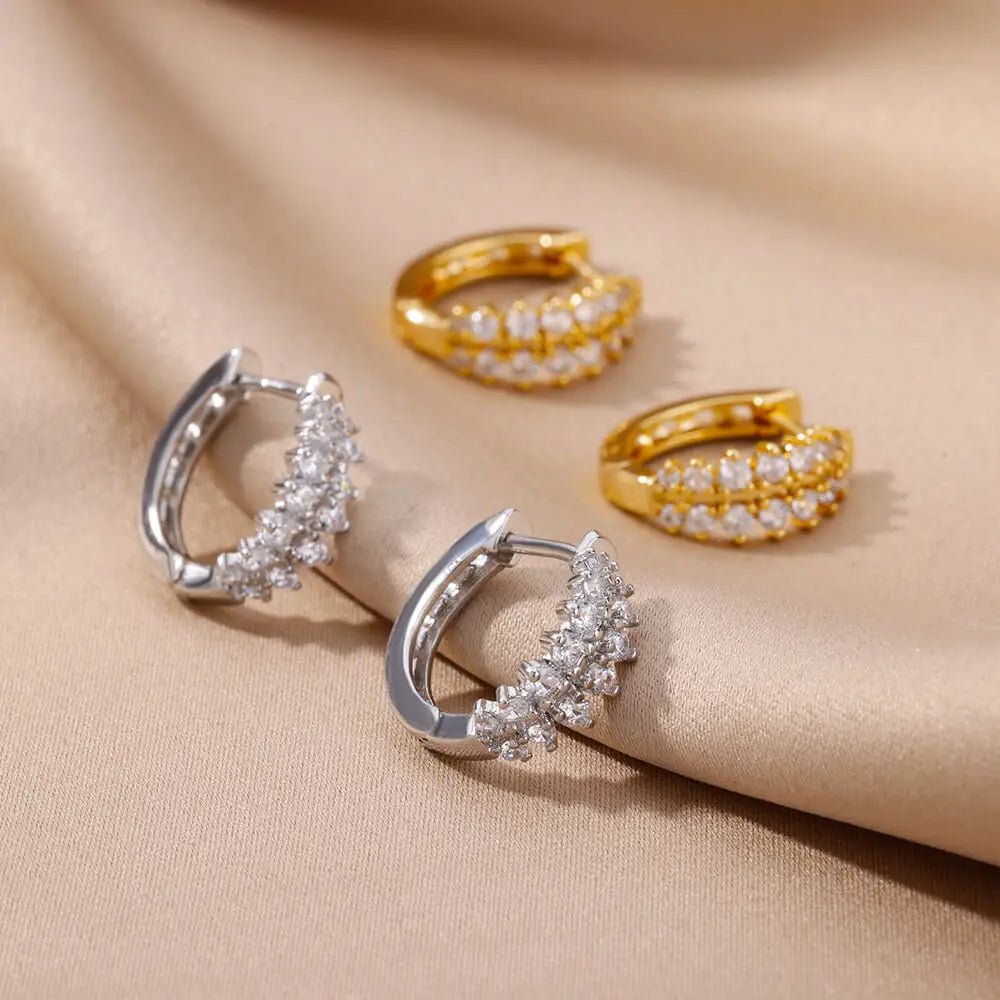 Zirkon Ohrhänger Ohrringe für Frauen Edelstahl Creolen Piercing Ohrringe Trending 2024 Neuer Schmuck Ohrringe Damen Bijoux Femme