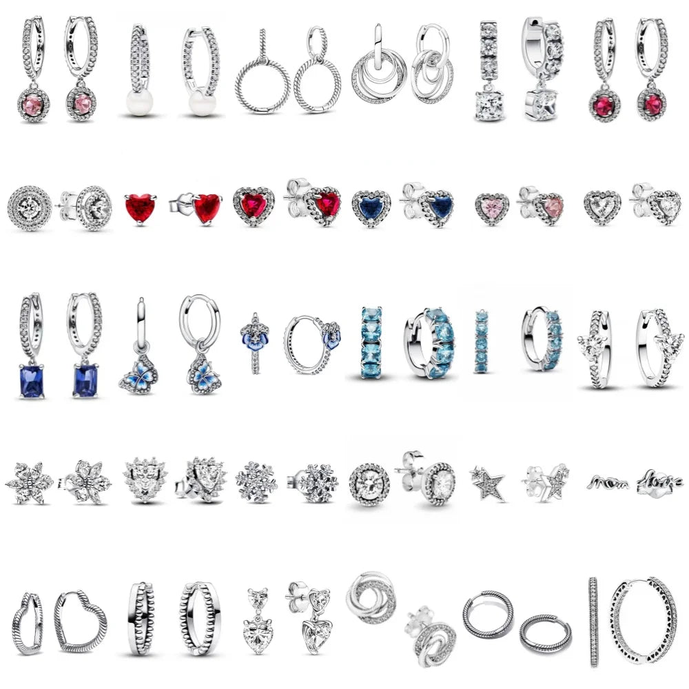 Weihnachten Neu 925er Silber Schmetterling Blau Herz Rot Zirkonia Ohrstecker, Passend für Damen Charm Schmuck Geschenke Hochzeit