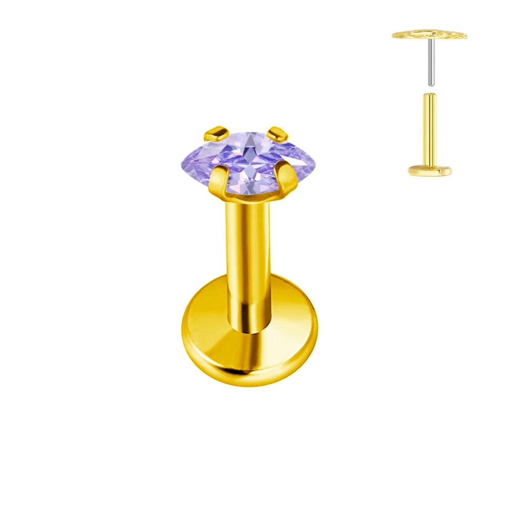 100 % G23 Titan Horse Eyes CZ Labret Piercing Push-in Multicolor Tragus Ohrstecker Gewindelos Knorpel Körperschmuck