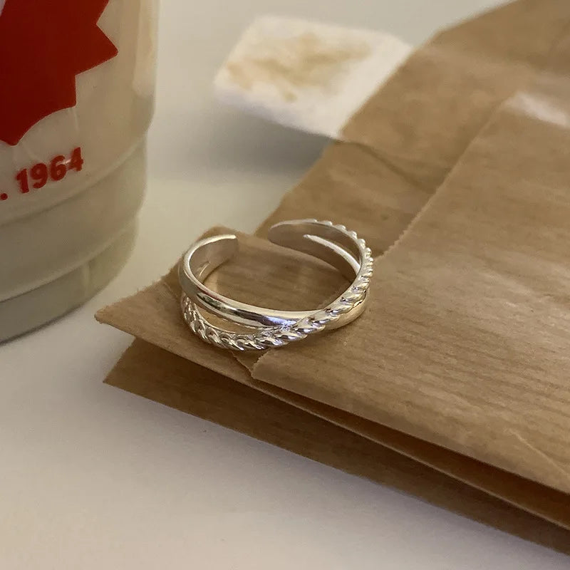Anillo de plata de ley 925 chapado para mujer, regalo para niña, piedra negra, cristal esmaltado, retro, punk, abierto, joyería al por mayor