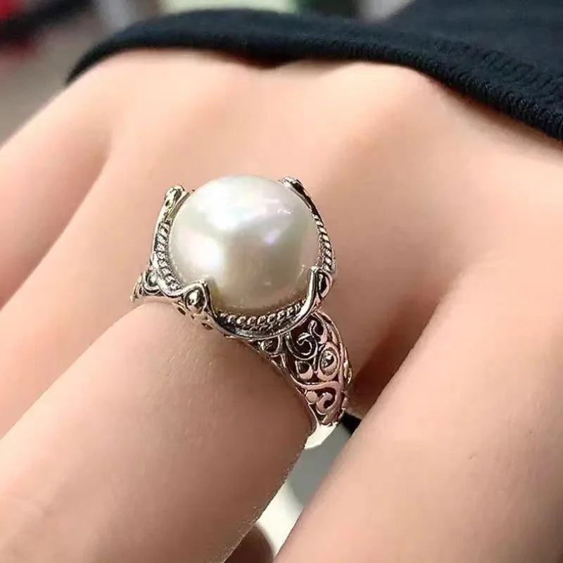925 Sterling Silber Hohlperlen Verstellbare Ringe für Damen Hochzeit Luxus-Accessoires Dropshipping