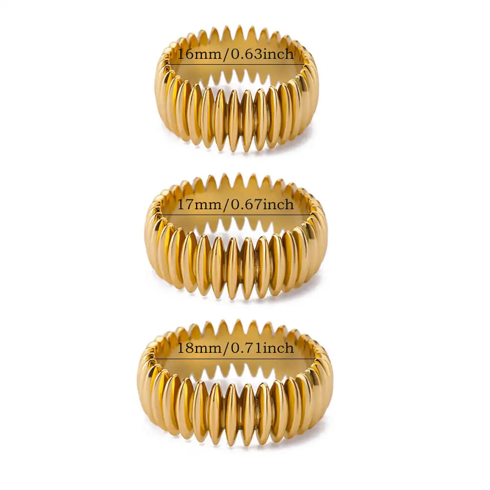 Edelstahl Geometrische Streifenringe für Damen, trendiger vergoldeter geometrischer Fingerring, Punk Weihnachtsfeier Schmuckgeschenk