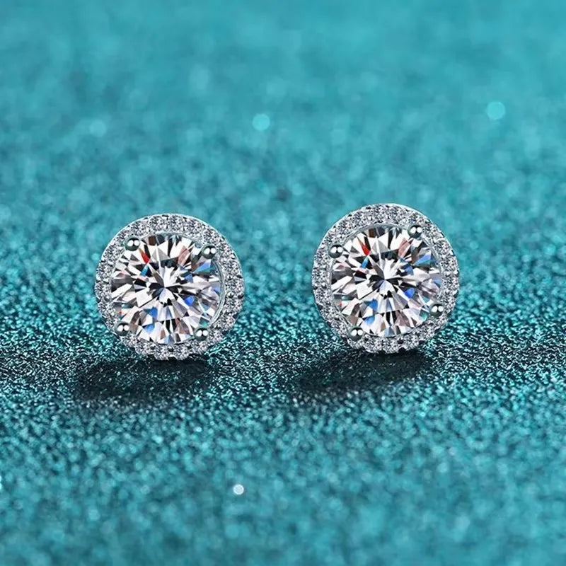 NeeTim Moissanite Ohrstecker für Damen, S925 Sterling Silber Weißgold beschichtet, Diamant-Ohrringe, Ohrstecker, Hochzeitsschmuck