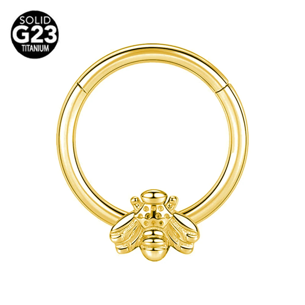G23 Titanio Abeja Septum Aro Nariz Piercing Joyería Corporal 16G Segmento Lunar Serpiente Clicker Hélice Oreja Cartílago Corazón Daith Aro