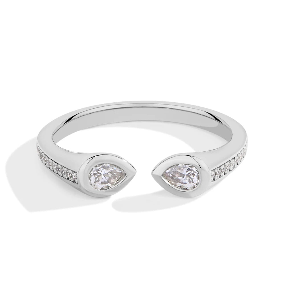 MINTYBOX Anillo de diamante de laboratorio en forma de pera 0.5CT Plata S925 Anillos de moissanita para mujer Chapado en oro blanco de 18k Joyería de boda