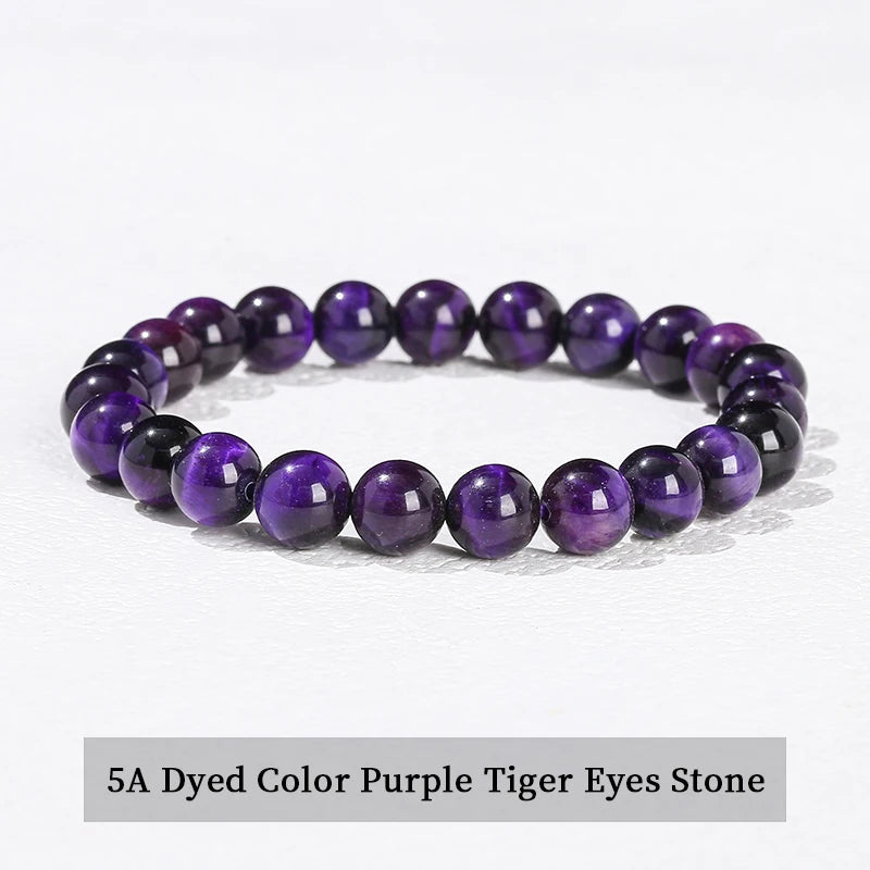 JD Natursteinperlen Armband Amethyst Tigerauge Kristall Quarz Achat Edelstein Perlen Armreifen Damen Herren Reiki Heilung Schmuck Geschenk
