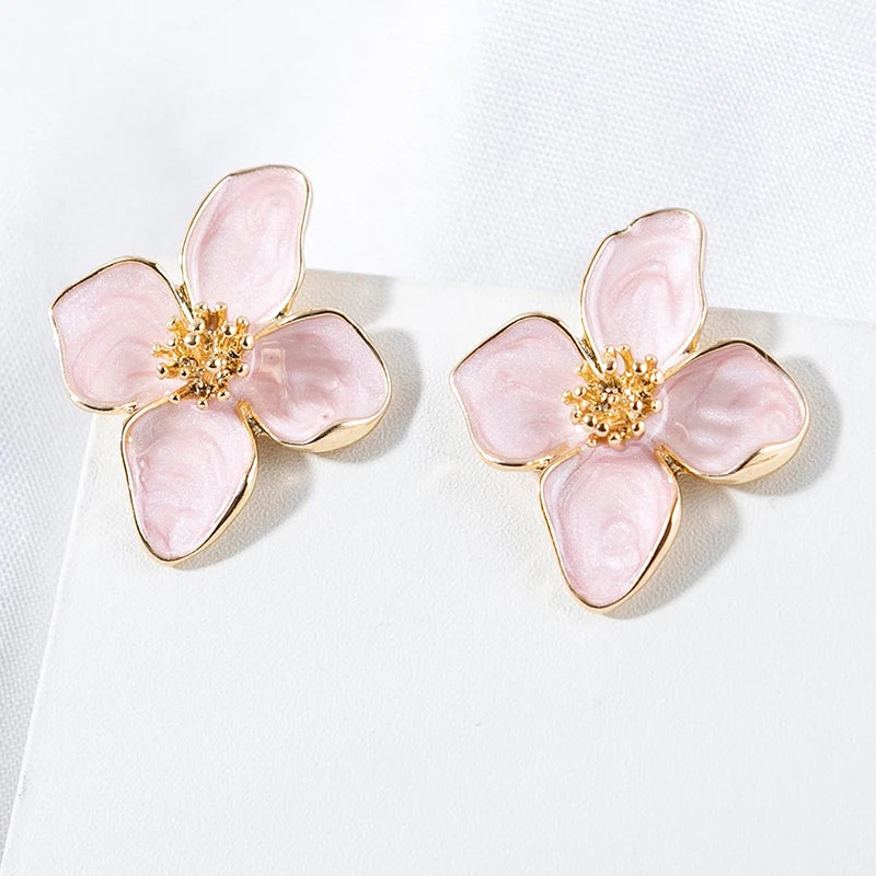 Obega Blumenohrringe Stecker Rosa Weiße Blumen Damenohrringe Ohrstecker Frühling Sommer Neue Trendige Mädchen Süße Schmuckstücke