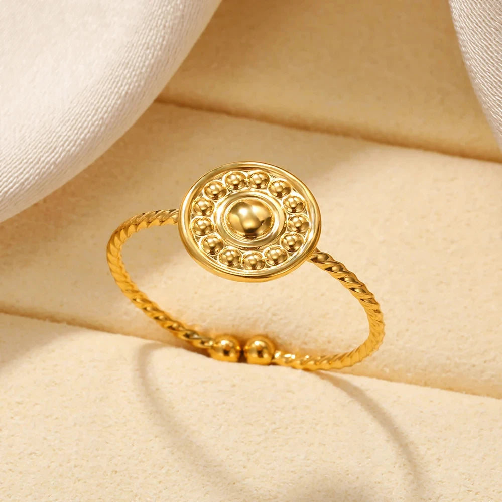 Edelstahl Sonnenringe für Frauen Goldfarbe Sonne Schmetterling Finger Verstellbarer Ring Ästhetischer Mode Hochzeitsschmuck Geschenk
