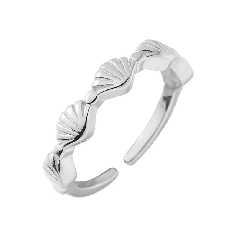 Moda 925 Plata de Ley Concha Anillos Ajustables Joyería de Lujo Para Mujeres Accesorios Al Por Mayor