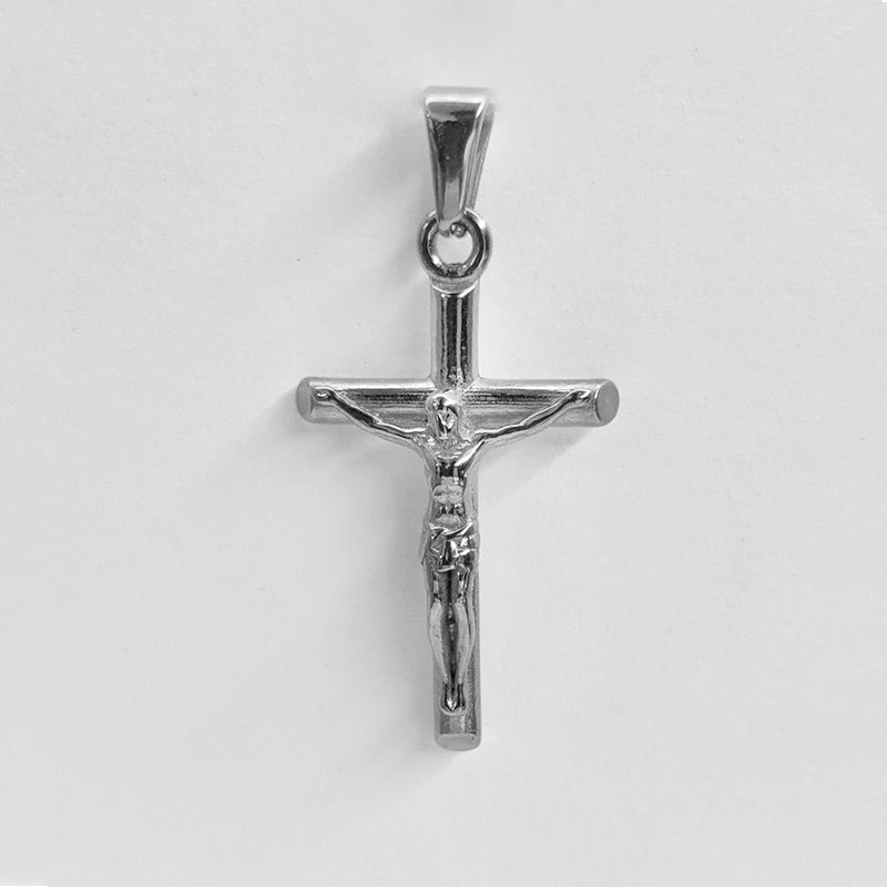 Cruz de Jesús de Acero Inoxidable Chapado en Oro de 18k, Collar con Colgante para Hombre y Mujer, Joyería Religiosa Impermeable