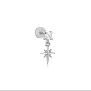 CANNER 1PC Vier-Punkt-Stern Mond Quaste Lotus Knorpel Spirale Piercing 925 Sterlingsilber Ohrstecker Für Frauen Ins Ohrring