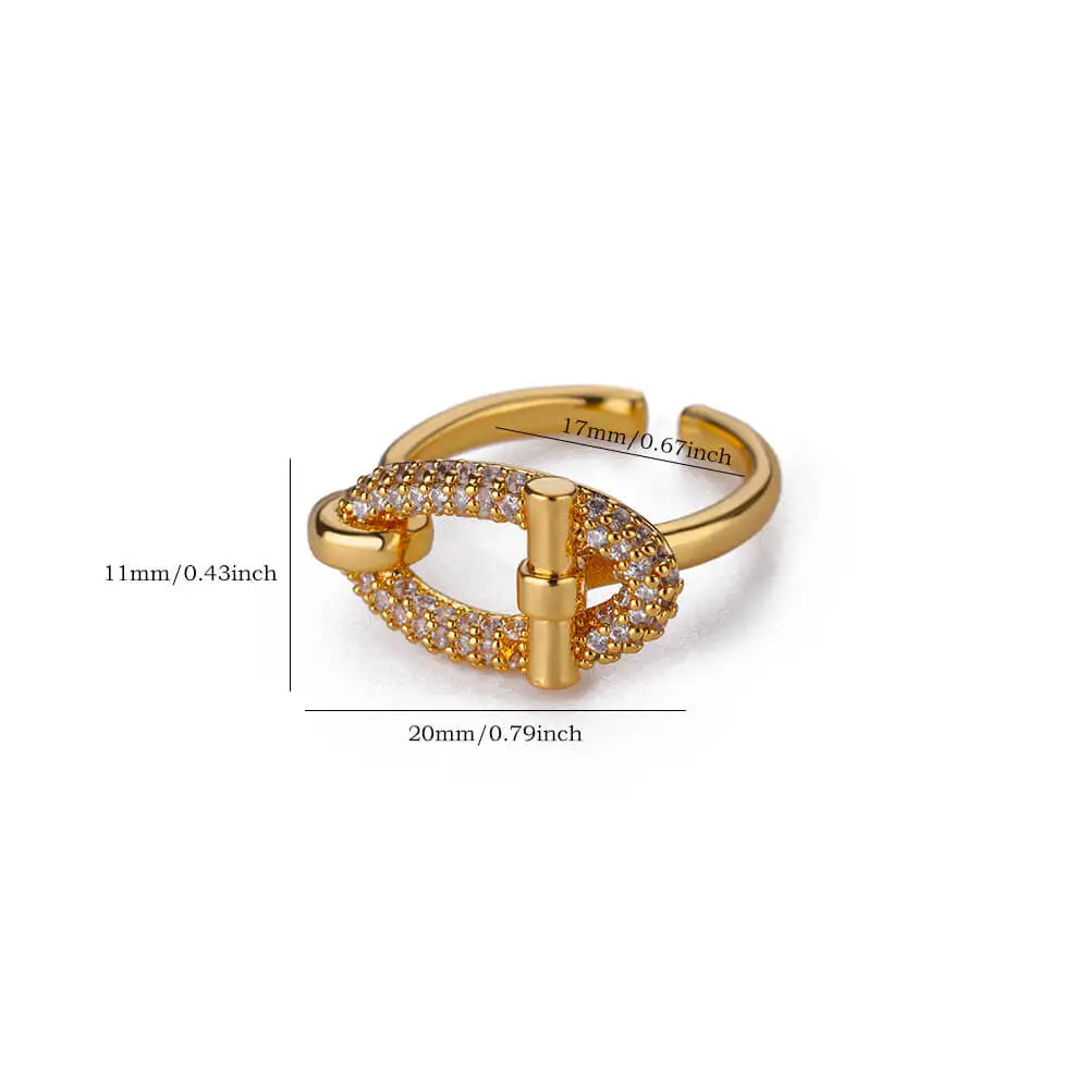 Edelstahl Oval Hohl Zirkon Offene Ringe Für Frauen Gold Farbe Trendiger Hochzeitsästhetischer Ring Sommer Schmuck Accessoires BFF