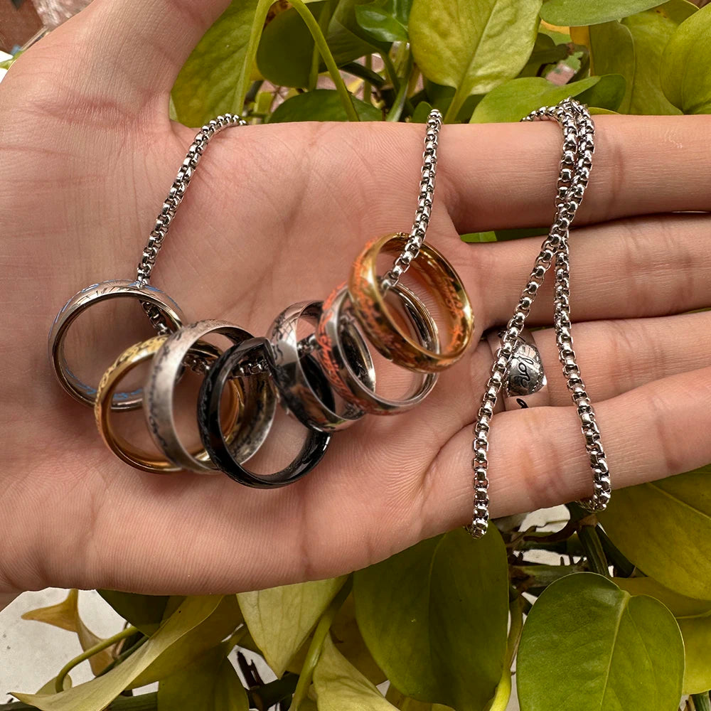 2024 Neuer Trendiger Einfacher 3D Geschnitzter Glaubensring Edelstahl Paar Farbig Plattierte Kettenringe Retro Herrenschmuck Geschenke Custom