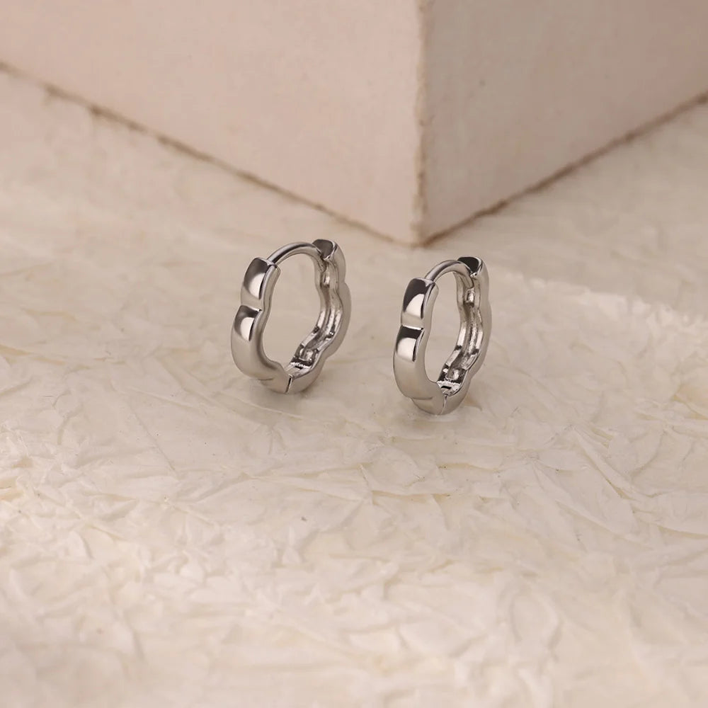 Klobiger Blumen-Creolen-Ohrring für Frauen, Edelstahl, goldfarben, Hochzeit, ästhetischer Ohrring, neues Paar Schmuckzubehör, Geschenk