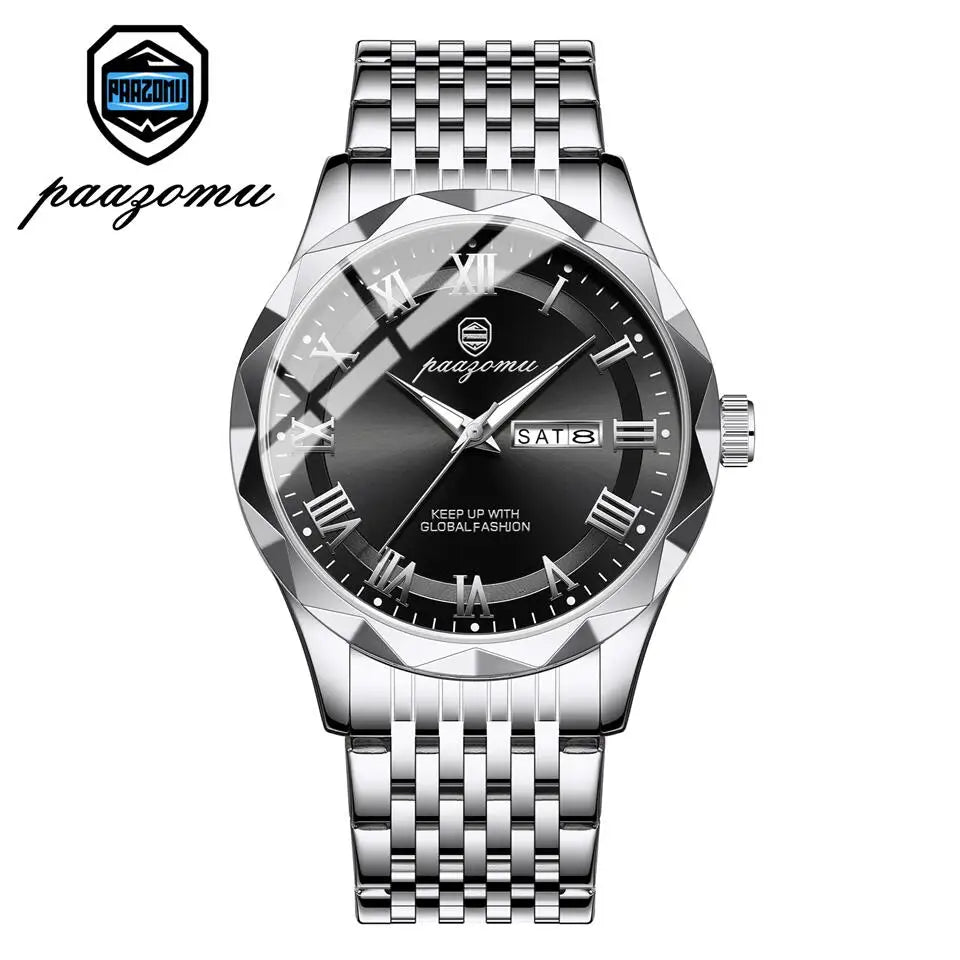 PAAZOMU Top Original Reloj de Hombre Impermeable Luminoso con Fecha Rectangular Reloj de Pulsera para Hombre Malla de Acero Inoxidable Relojes de Cuarzo para Hombre