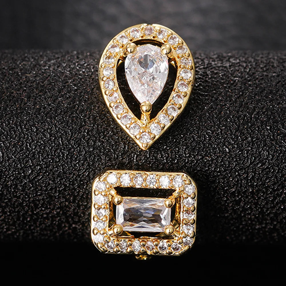 925 Sterling Silber Funkelnder Zirkon Wassertropfen Quadrat Geometrie Verstellbare Ringe für Frauen Geschenk Party Hochwertiger Feiner Schmuck