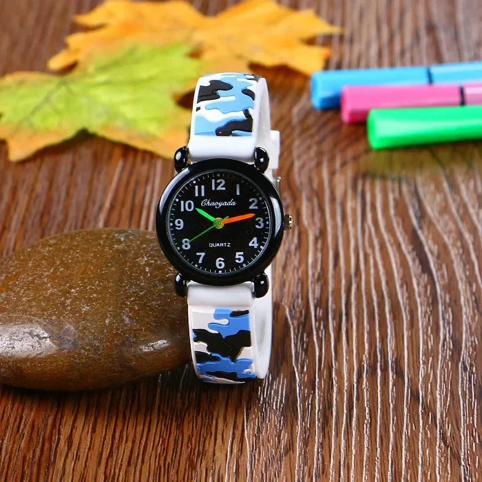 Reloj de pulsera de cuarzo con correa de camuflaje de marca para niños, relojes de dibujos animados para estudiantes, niños, niñas, deportivos, para fans del ejército, geniales, Dropshipping