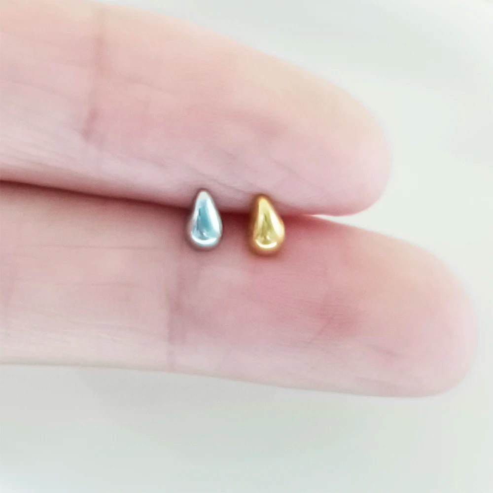 G23 Flores de titanio Labret de empuje 16G 18G 20G Piercing de mariposa para labios sin rosca con forma de gota de agua, arete para tragus, joyería corporal
