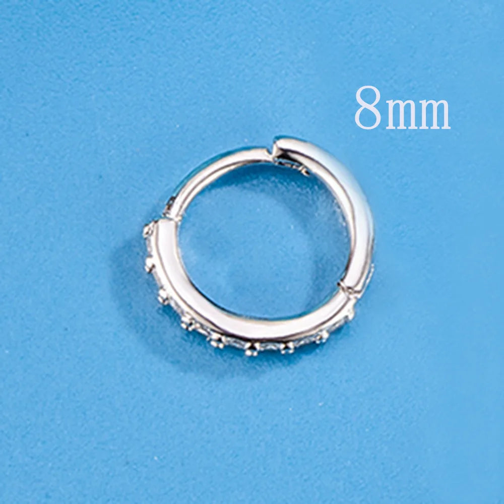 925 Sterling Silber 8/12/16/20MM Zirkon Creolen für Damen Hochzeit Verlobung Luxus Schmuck Accessoires 925