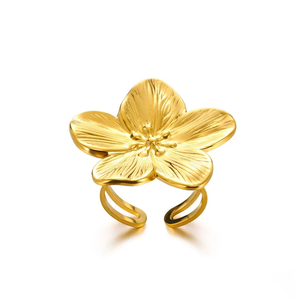 Edelstahl Übertrieben Große Blumenringe Für Frauen Gold Farbe Sonnenblume Fingerring Weiblich Mode Ästhetischer Schmuck Geschenk