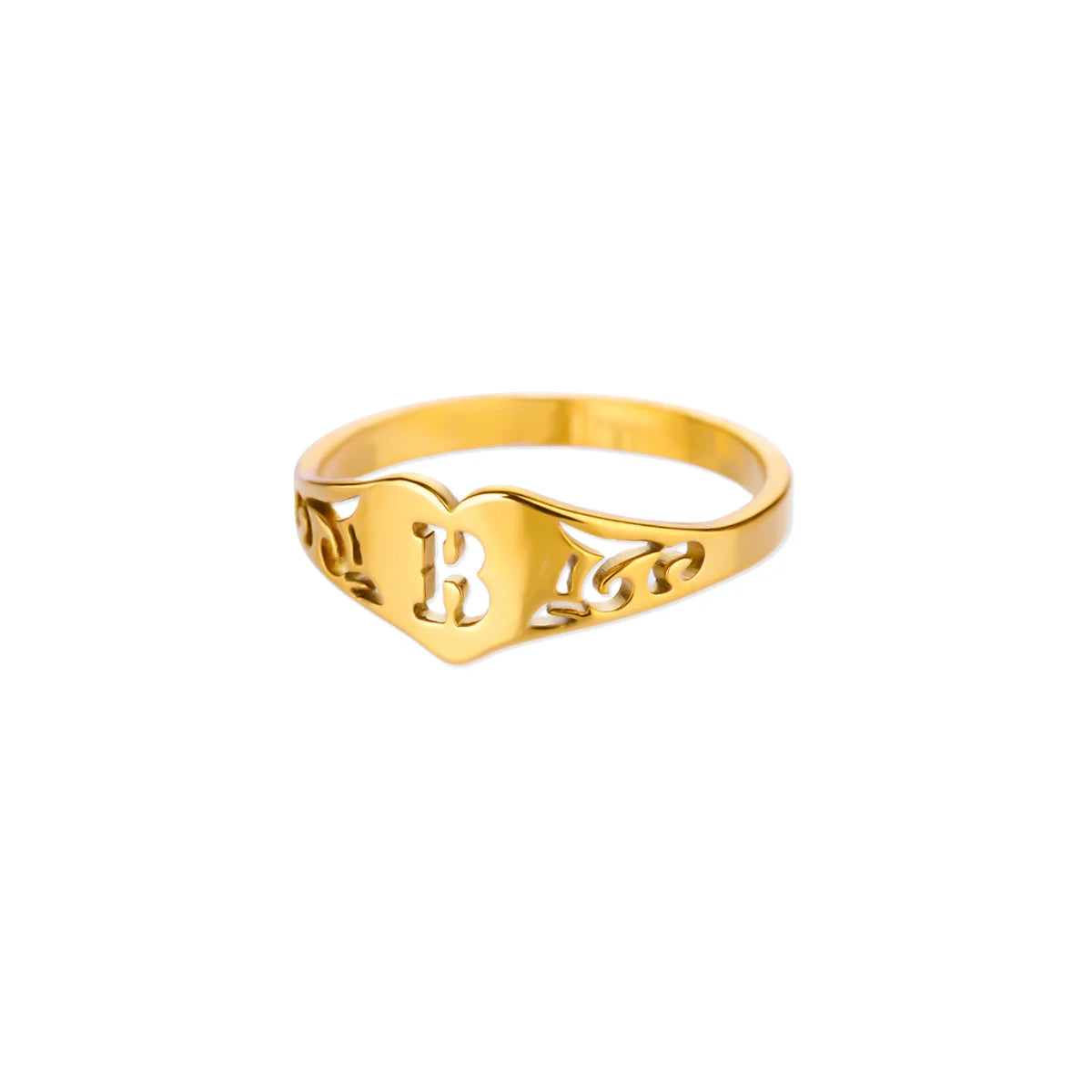 Anillos de corazón con letras iniciales huecas de moda para mujer, color dorado, acero inoxidable, anillo con letras de la A a la Z, regalo de joyería estética para boda