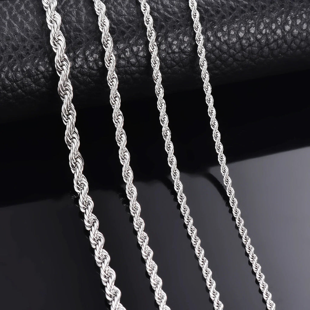 1 Stück 925 Sterling Silber Breite 2/3/4mm Seilkette Halskette/Armband Für Männer Frauen Herren Mode Kette Halskette