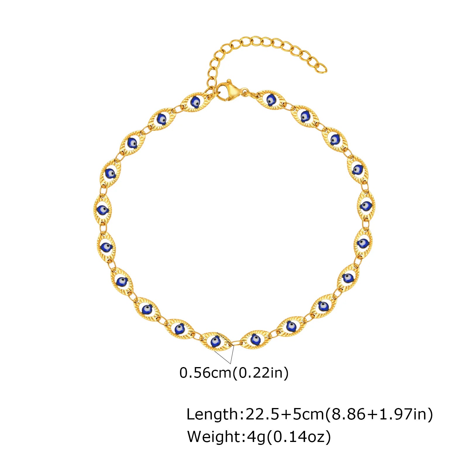 Edelstahl Glücksbringer Böses Auge Fußkettchen Armband für Frauen, blaues Auge Perlenkette Fußkettchen Sommer Strand Glücksbringer Amulett Geschenk