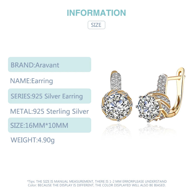 Aravant 925er Silber 18K Gold Ohrhänger für Damen Mode Party Schmuck Geschenke