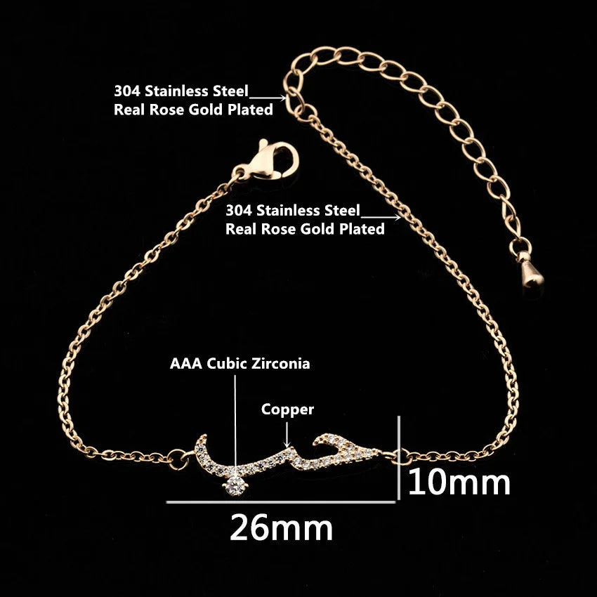 Zirkonia-Armband für Damen und Herren mit arabischer Liebesbotschaft, islamisches Kristall-Freundschaftsarmband, Pulseras Hombre BFF, Schmuck 2025