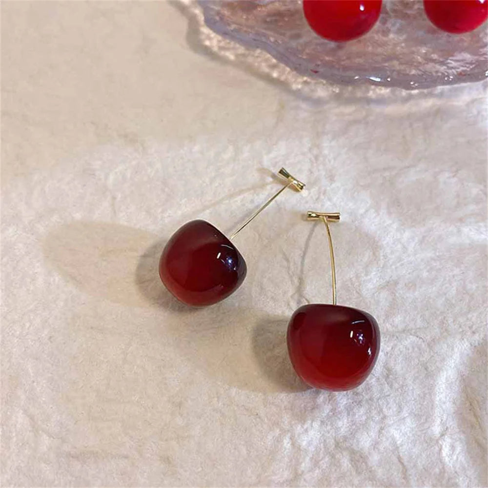 Süße Kirschfrucht Acryl Ohrringe Modische Harz Kirsch Ohrringe für Frauen Kpop Schmuck Trendige Accessoires