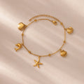 Summer Beach Stainless Steel Gold Color Chain Anklet For Women Starfish Shell Dolphin Fish Charm Ankle Bracelet Jewelry Gift