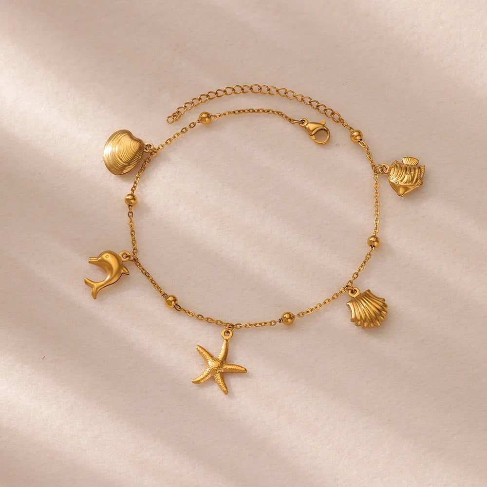Edelstahl-Imitationsperlen-Fußkettchen für Damen, goldfarbene Kette, Knöchel-Armband, Fußkettchen, Sommer-Strandschmuck-Accessoires, Geschenk