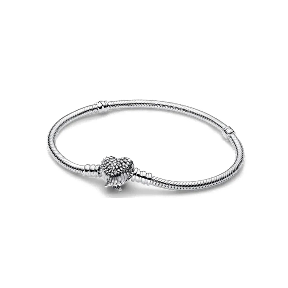 925 Sterling Silber Armbänder Herz Pavé Rot Blume Stern Clip Schlangenkettenarmband Liebe Armreifen DIY Feiner Schmuck