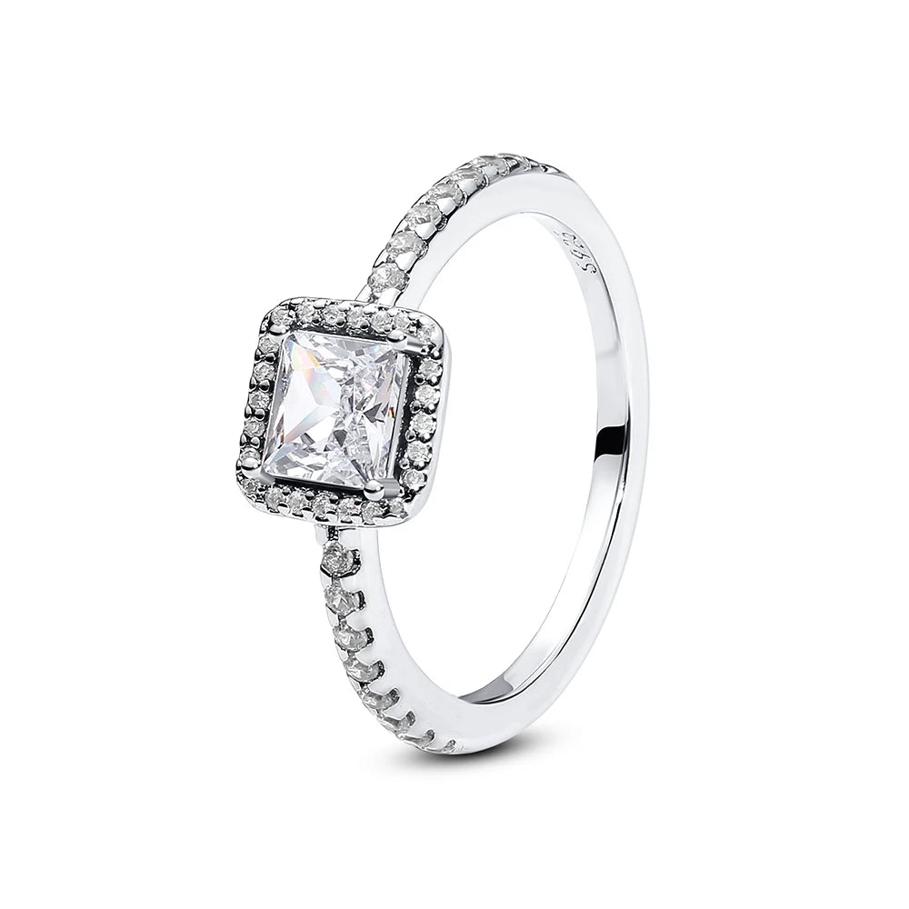 925er Sterling Silber Ringe für Frauen Original Krone Herz Wunschknochen Verlobung Hochzeit Rose Gold Kristall Ring Luxusschmuck
