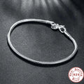 Handgemachter Original Feinschmuck 925 Sterling Silber Charm Armband Weiche Glatte Schlangenknochen Armbänder für Frauen