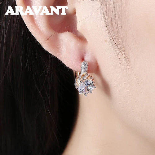 Aravant 925er Silber 18K Gold Ohrhänger für Damen Mode Party Schmuck Geschenke