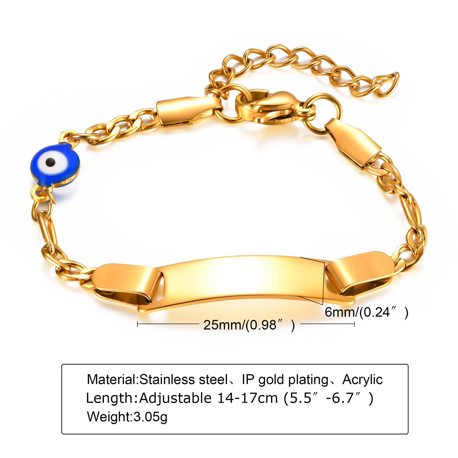 Individuelles personalisiertes Namens-ID-Armband für Mädchen und Jungen, Edelstahl-Gliederketten-Kronenarmband, nicht allergisch