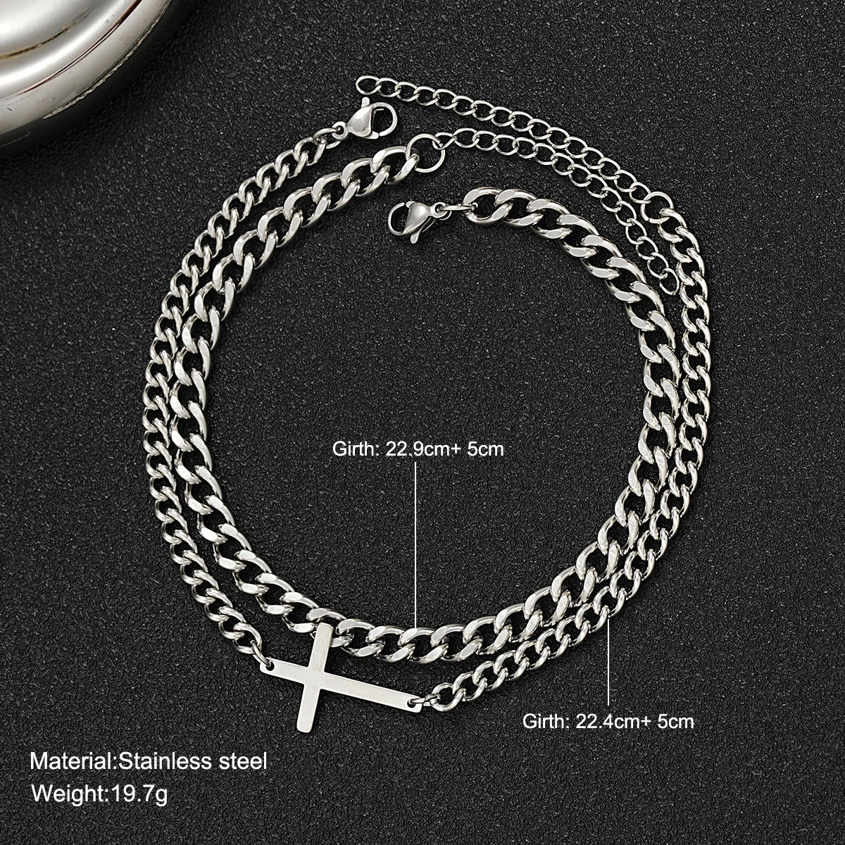 2024 Neues Edelstahl Kreuz Cuban Kette Armband Set für Herren Hip Hop Punk Schlangenkette Armbänder Mode Unisex Schmuck Geschenke