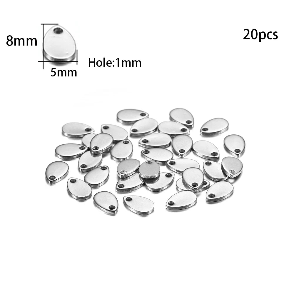 10-50 Piezas de Acero Inoxidable Dorado, Placas de Identificación Personalizadas, Óvalos en Forma de Corazón, Dijes, Colgantes para Suministros de Fabricación de Joyería DIY