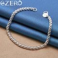 ALIZERO 18K Gold Armbänder 925 Sterling Silber 4mm Runde Kastenkette Armband Für Frau Mann Modeschmuck Hochzeit Party Geschenk