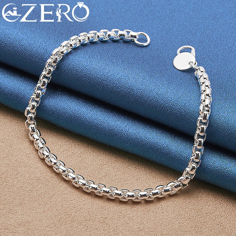 ALIZERO 18K Gold Armbänder 925 Sterling Silber 4mm Runde Kastenkette Armband Für Frau Mann Modeschmuck Hochzeit Party Geschenk