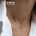 SUNIBI Gold Color Stainless Steel Chain Choker Necklace Women Chain Necklace Sets for Women Gift Jewelry Wholesale